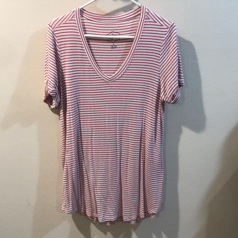 Red and white striped tee